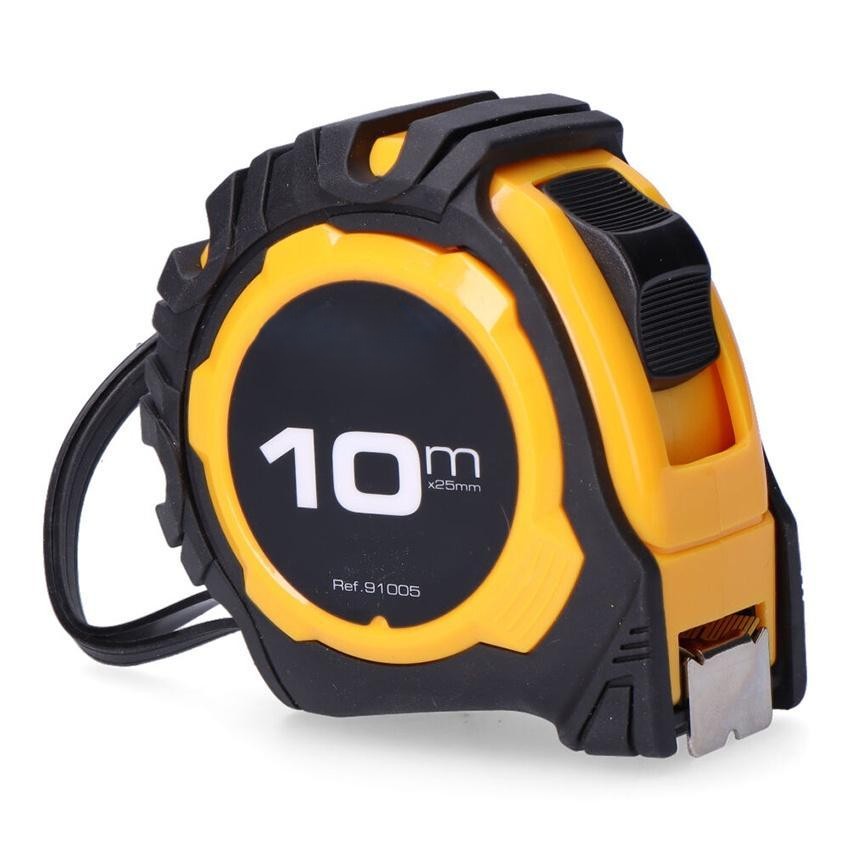 flexómetro 10m x 25mm abs, duradero y ligero, ideal para medir distancias en construcción y bricolaje.