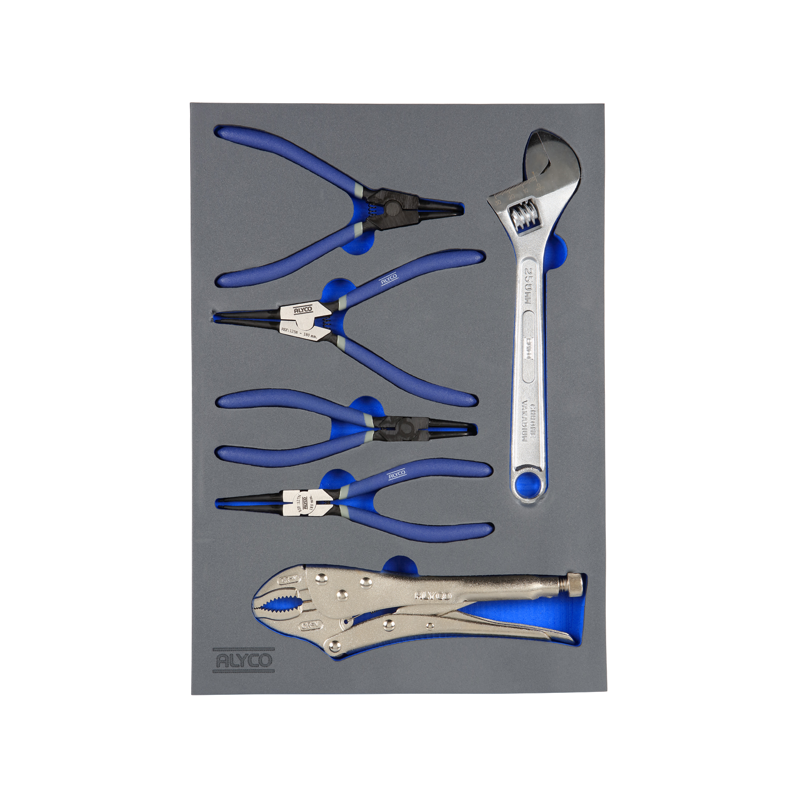 bandeja de espuma con alicates y tenazas de 280x. Ideal para organizar y proteger herramientas, asegurando eficiencia y comodidad en el trabajo. Perfecta para cualquier proyecto.