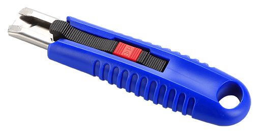 cutter de seguridad con cuchilla trapezoidal, ideal para cortes precisos y seguros. Su diseño ergonómico y mecanismo de bloqueo brindan máxima seguridad en cada uso.