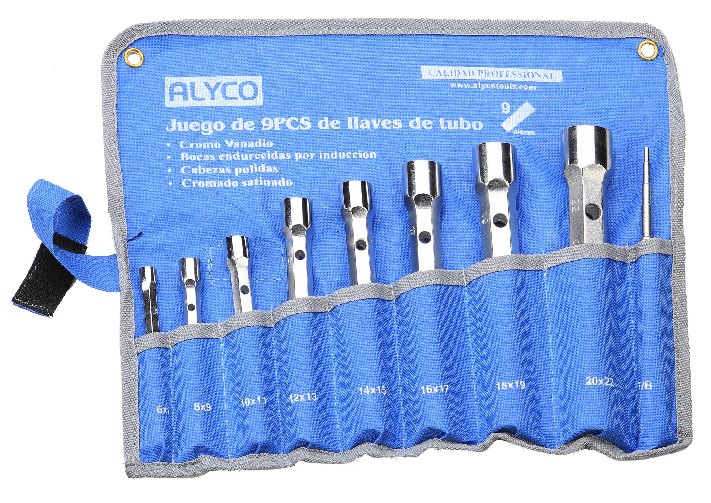 juego de 9 Llaves Tubo Forjadas 6x7-20x22, ideales para trabajos en mecánica y mantenimiento. Alta durabilidad y resistencia, garantizando un ajuste perfecto y eficiencia en cada uso.