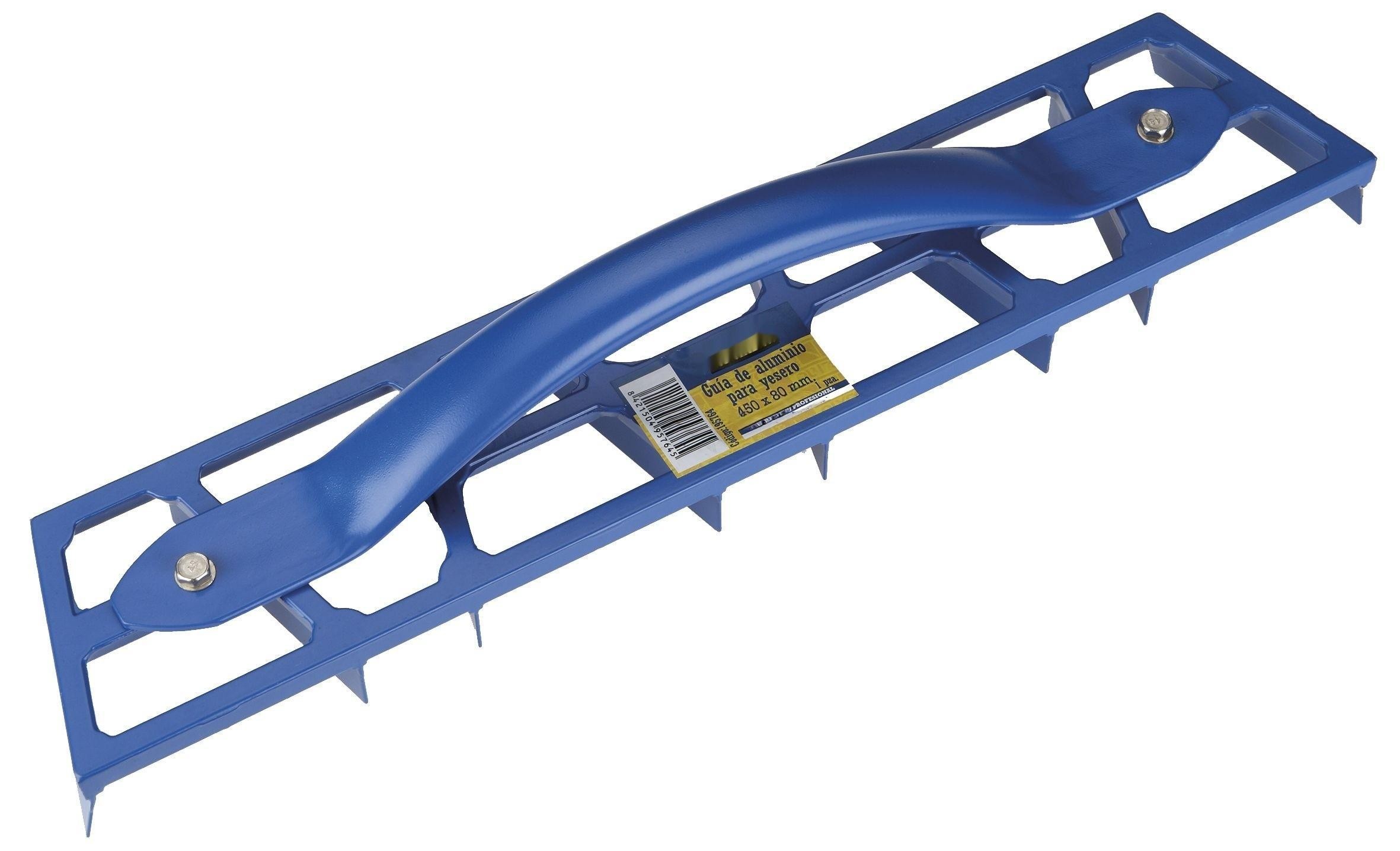 guía de aluminio 450x80 mm para yesero, resistente y ligera, ideal para trazados y acabados en trabajos de yeso.