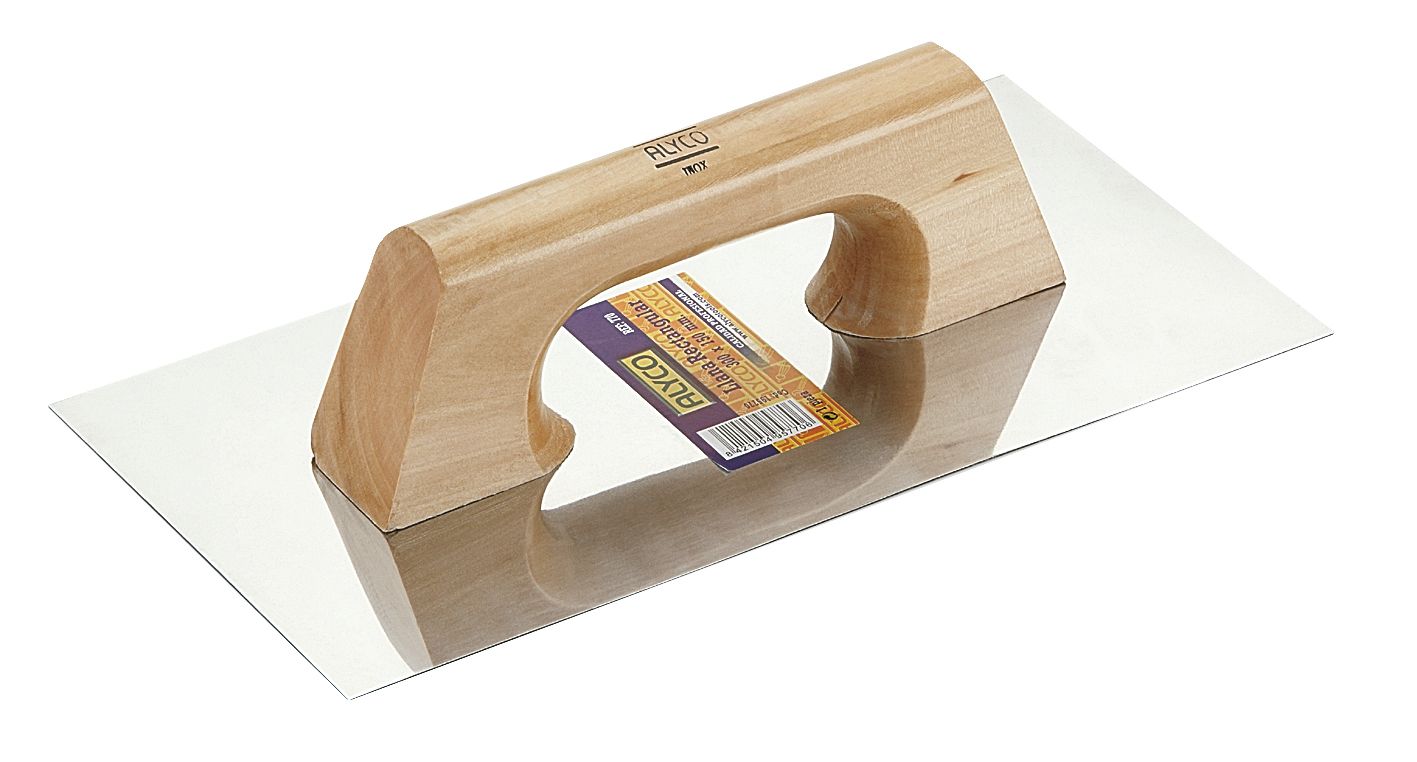 lLANA INOX RECTANGULAR 300x150 M/MAD: herramienta robusta para acabados impecables en cemento y yeso. Su diseño ergonómico asegura un agarre cómodo y efectivo para un mejor trabajo.