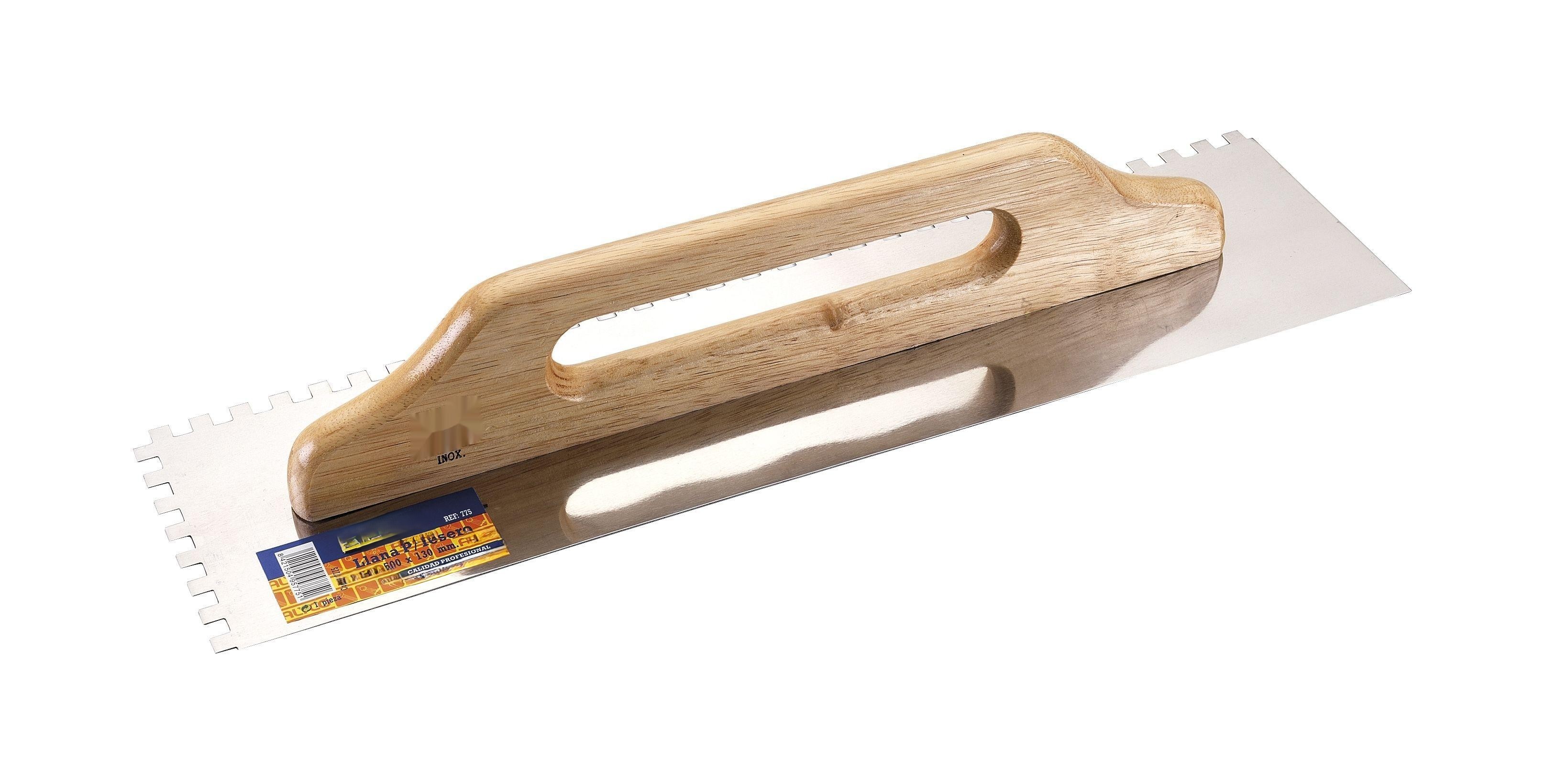 llana yesero almenada 500x130 mm, ideal para alisar y nivelar superficies en trabajos de construcción y acabados interiores.