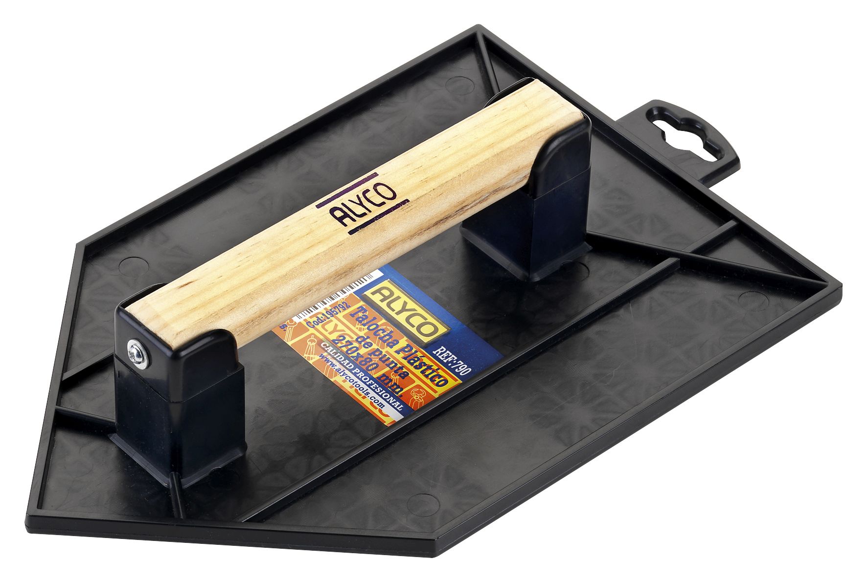 tALOCHA PUNTA PLÁSTICO 270x180 MM M/MAD: Ideal para alisar y extender materiales en obras, su diseño ergonómico y durable garantiza un acabado perfecto en cada proyecto.