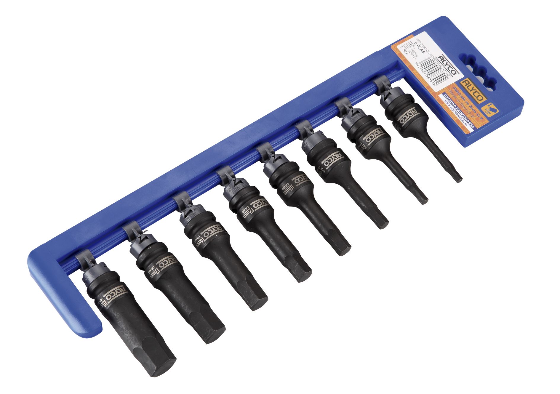 juego de 8 vasos de 1/2 pulgada con forma hexagonal, perfectos para reparaciones y mantenimiento. Duraderos y eficaces, aseguran un trabajo ágil y exacto, aptos para diversas herramientas.