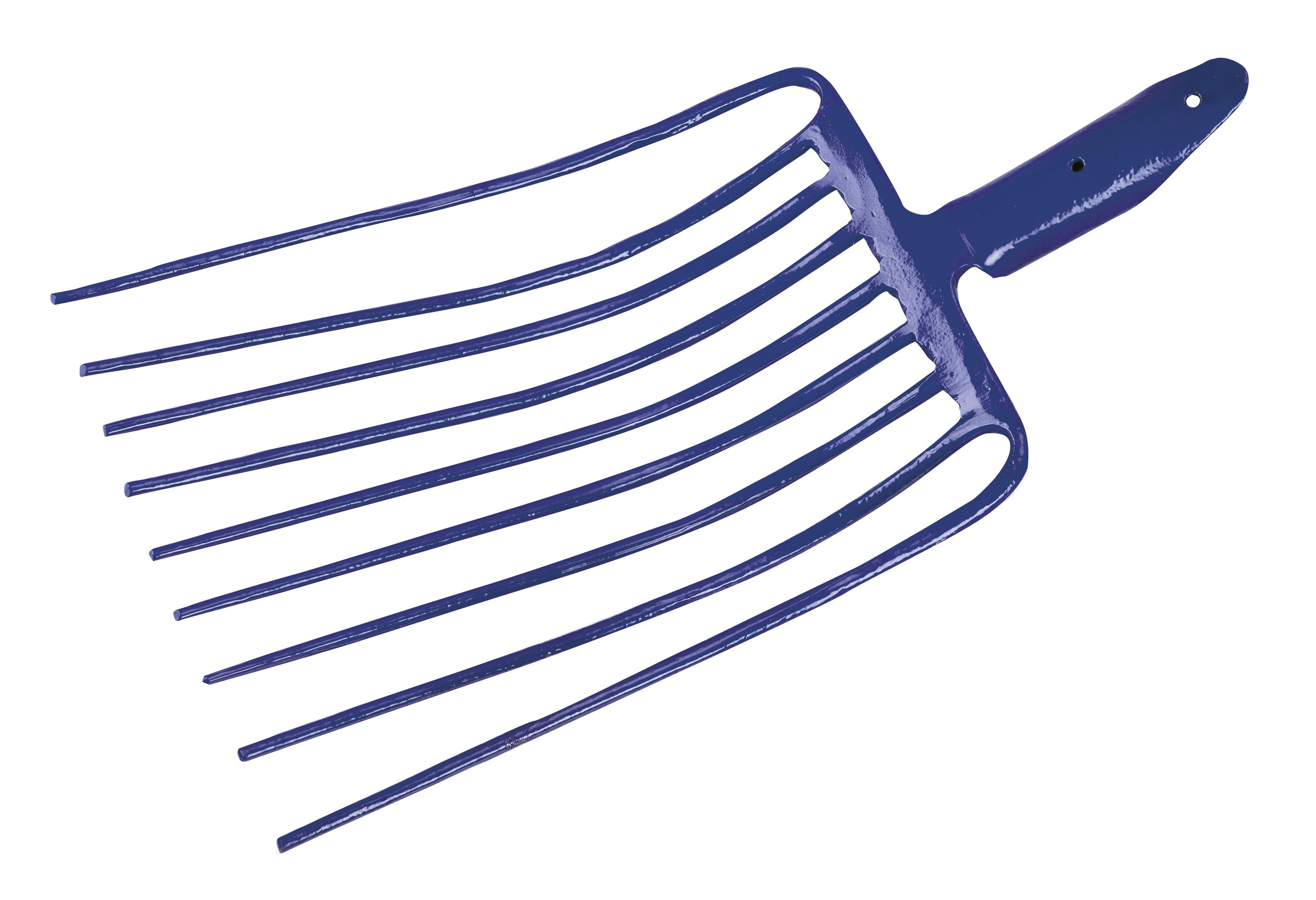 horca para piedra y graba, con 9 afilados dientes. Ideal para trabajos de jardinería y construcción, diseñada para facilitar la tarea de mover y mezclar materiales con eficacia.