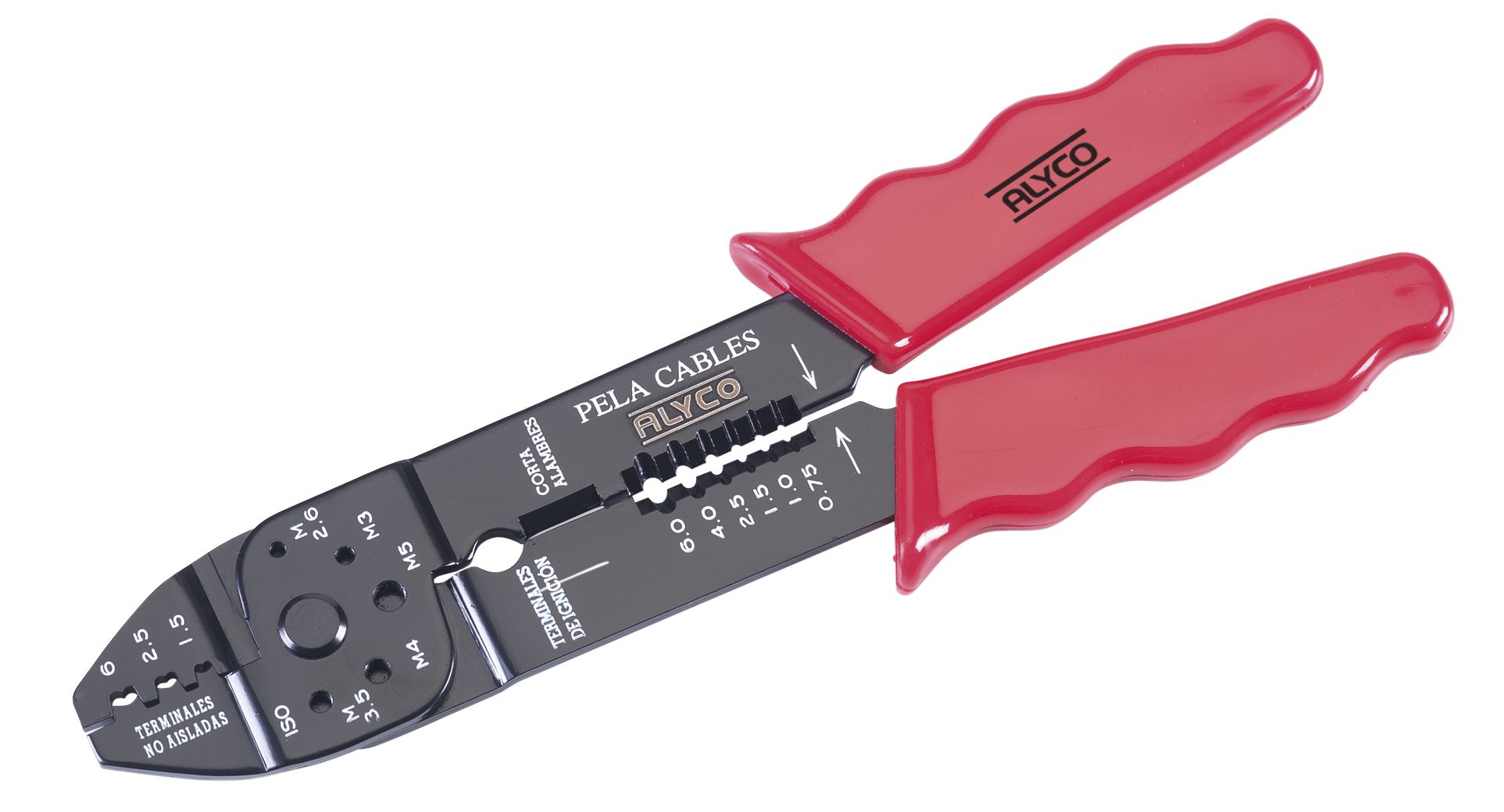 alicate de 250 mm para terminales no aisladas, perfecto para conexiones eléctricas seguras y precisas. Su diseño ergonómico permite un uso prolongado con un agarre firme y cómodo.