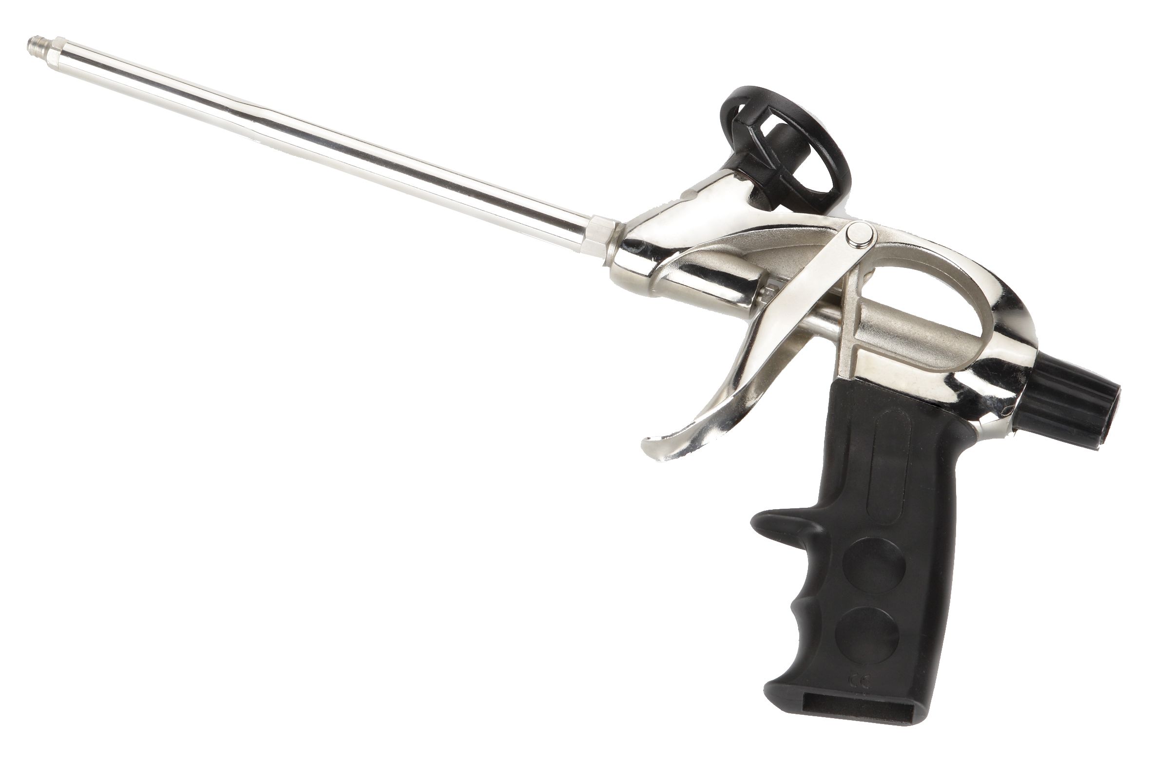 pistola de poliuretano con recubrimiento de teflón, perfecta para sellar y aislar. Asegura aplicación precisa, sin atascos, garantizando un acabado impecable en cada proyecto.