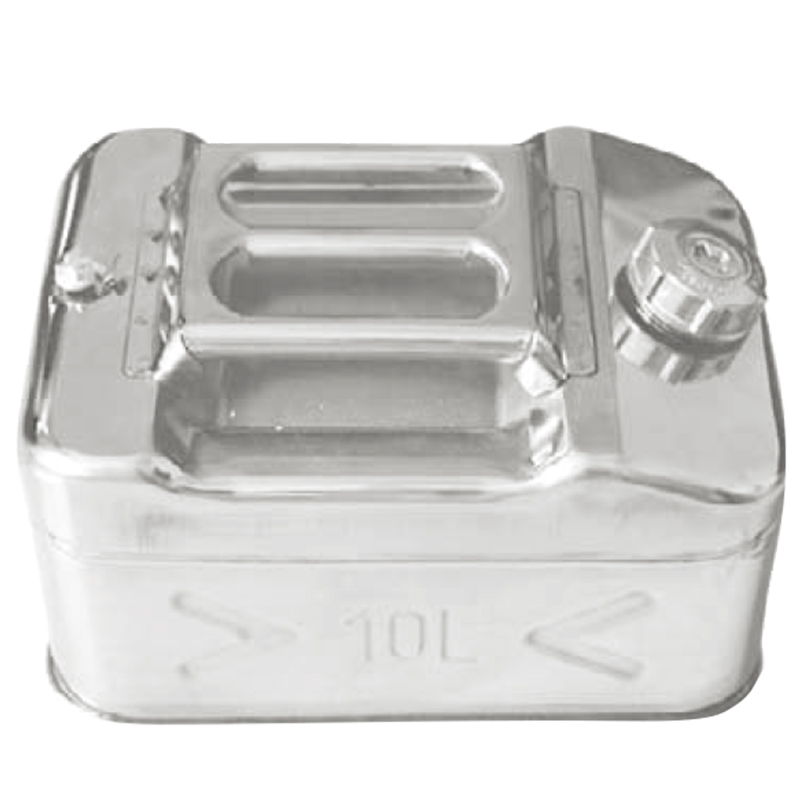 bIDN JERRYCAN 10L INOX: Contenedor robusto de acero inoxidable, ideal para almacenar líquidos de manera segura. Perfecto para aventuras al aire libre y actividades en la naturaleza.