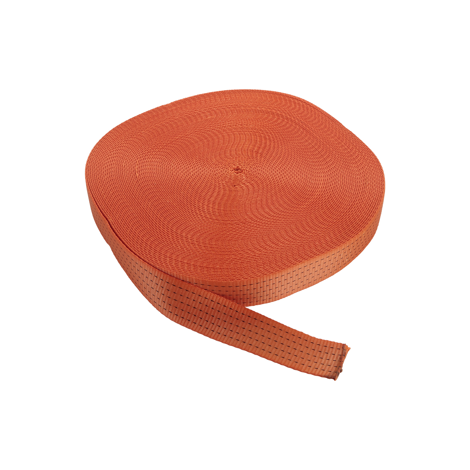 cinta de amarre de poliéster de alta resistencia, ideal para asegurar cargas pesadas. Medidas de 50mm de ancho y 50m de longitud, perfecta para uso industrial y comercial.