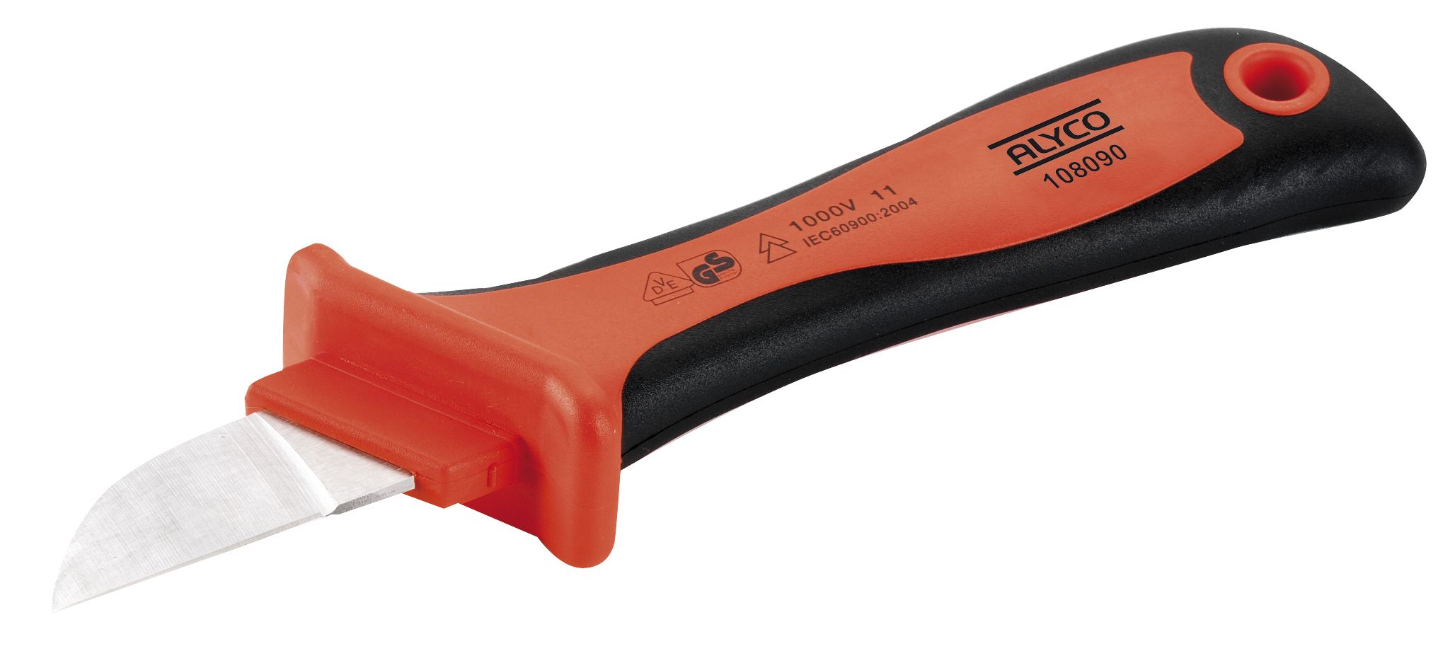 cuchillo electricista aislado de 200 mm, ideal para trabajos de electricidad, diseñado para garantizar seguridad y precisión. Su mango ergonómico ofrece un mejor control y agarre.