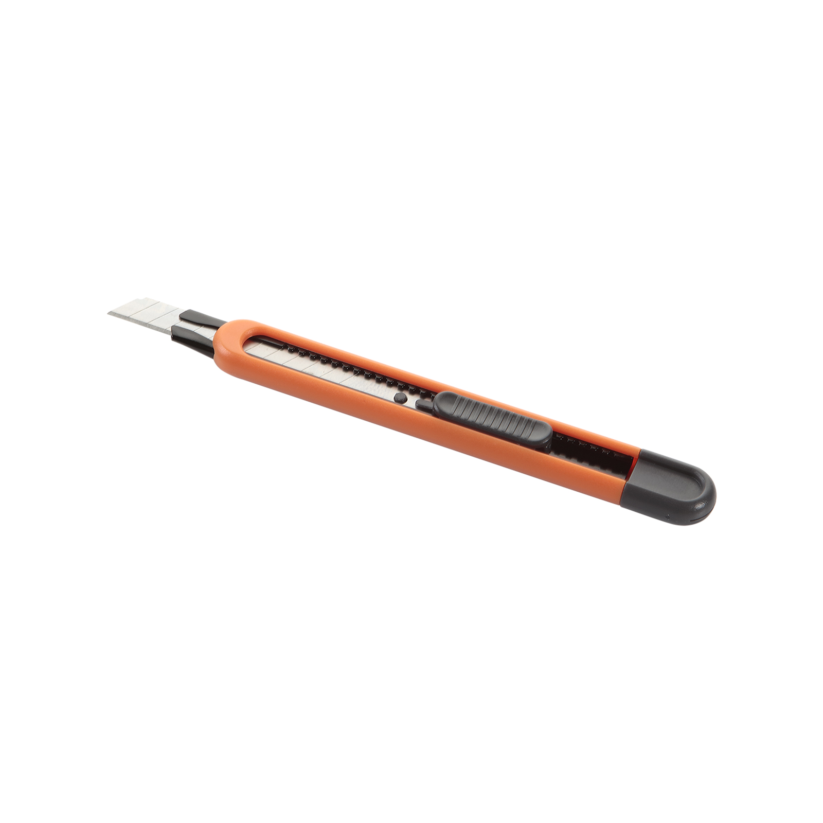 cutter de 9 mm con cuerpo de ABS, modelo Alyco Orange. Ideal para precisión en cortés, compacto y duradero, perfecto para manualidades y trabajos de oficina. Un indispensable en tu kit.