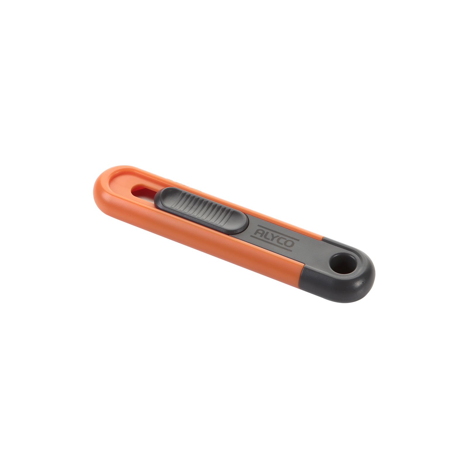 cutter de seguridad ABS Alyco Orange: herramienta ideal para cortes precisos y seguros. Su diseño ergonómico y resistente asegura comodidad en manualidades y trabajos profesionales.