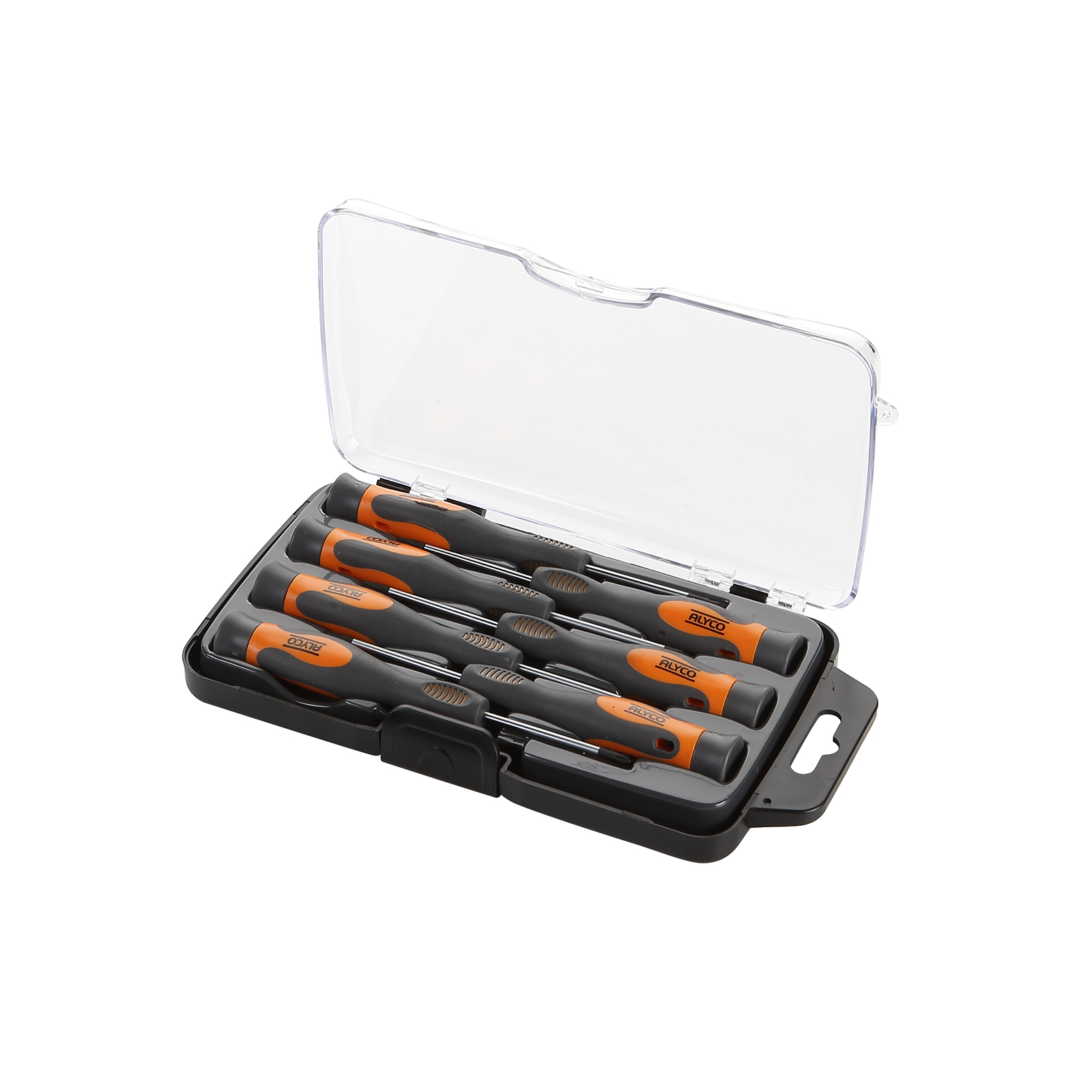 juego de 7 destornilladores Alyco Orange. Herramientas de precisión que ofrecen un agarre duradero, perfectas para trabajos profesionales y bricolaje. Calidad y eficiencia en cada uso.