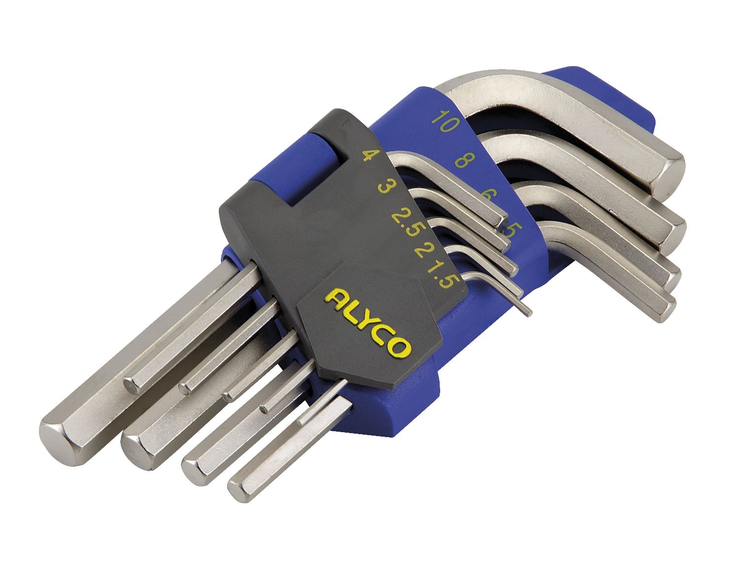 juego de 9 llaves Allen de acero sin plástico, con tamaños desde 1.5 hasta 10 mm. Ideal para trabajos de precisión y mantenimiento. Perfectas para aficionados y profesionales.