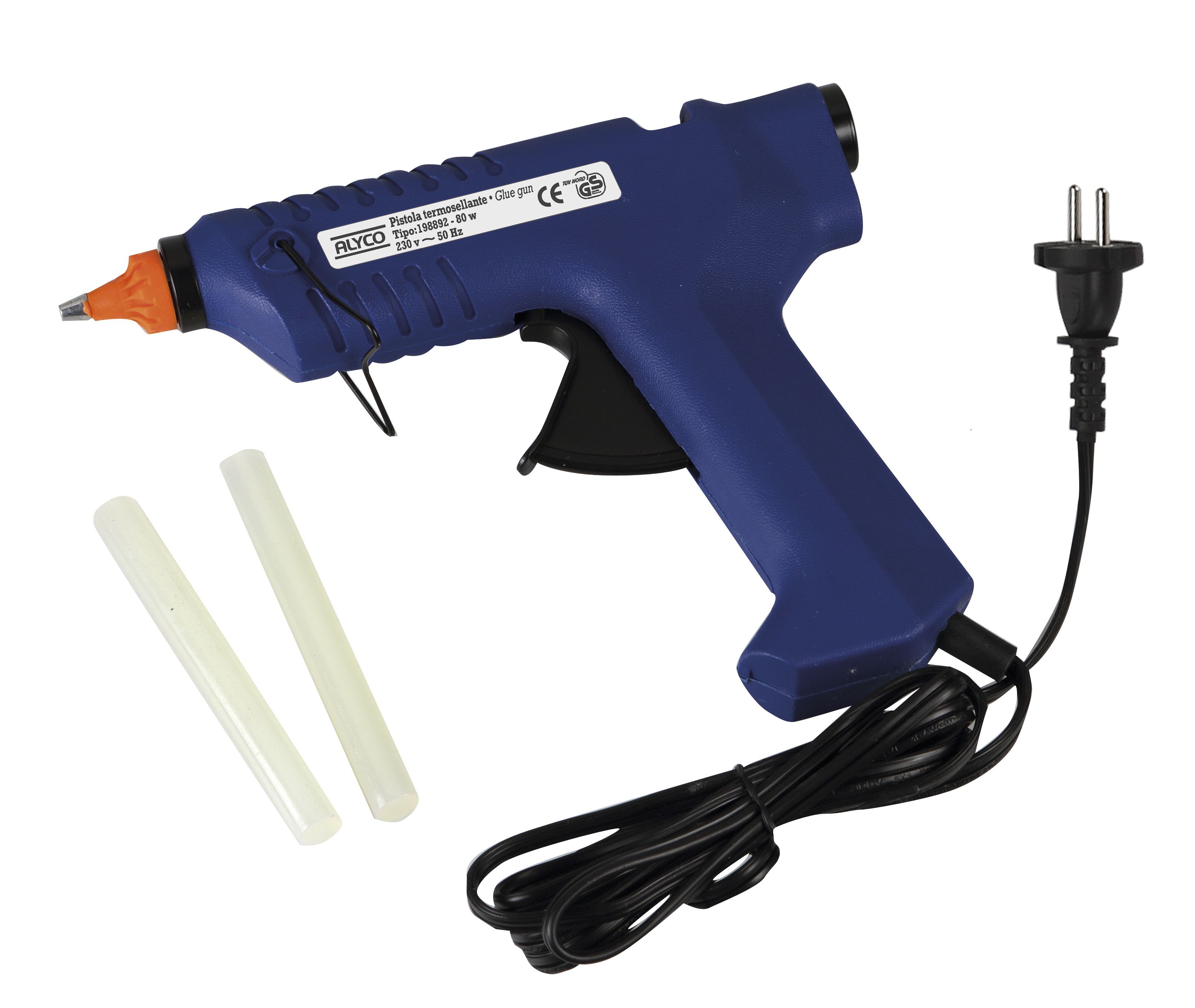 pISTOLA SELLANTE 80W: Ideal para uniones fuertes y duraderas. Su potencia de 80W asegura una fusión rápida y eficiente, perfecta para proyectos de bricolaje y reparaciones.