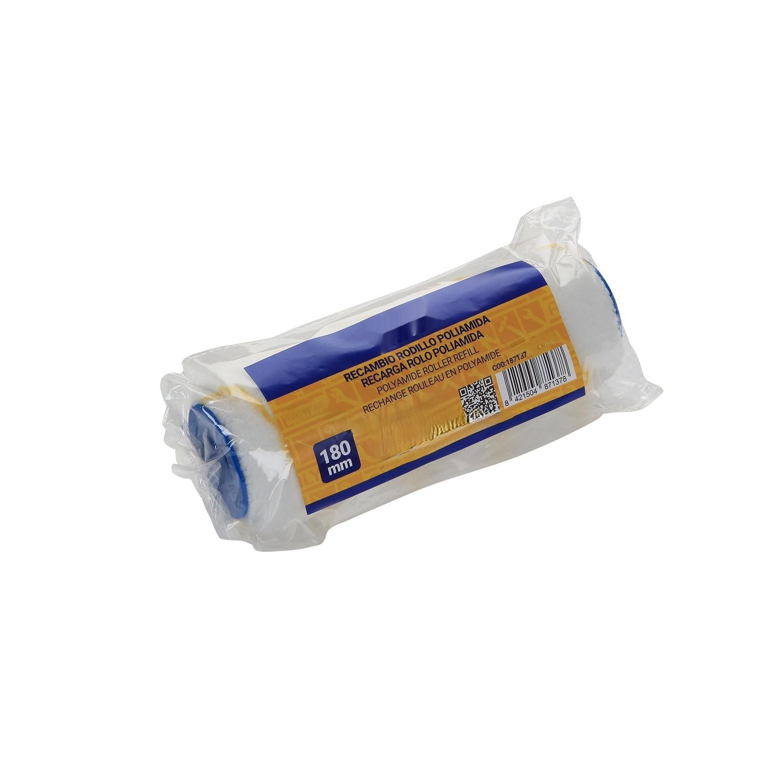 rodillo de recambio 180mm de poliéster, resistente y duradero, ideal para aplicaciones en pintura y revestimientos.