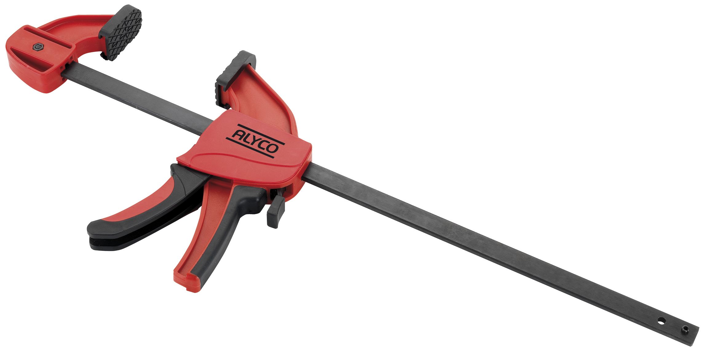 sargento automático de plástico de 450 mm, ideal para asegurar materiales de forma confiable. Su diseño robusto y fácil manejo lo hacen esencial en trabajos de carpintería.