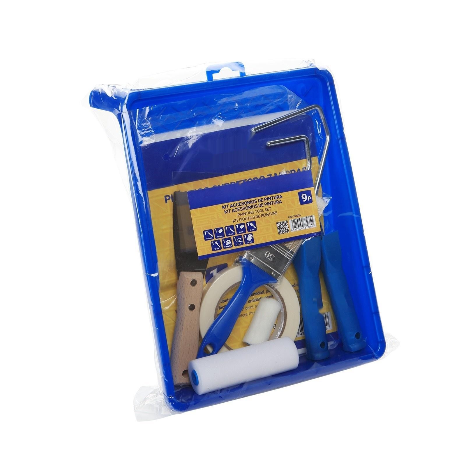 set de accesorios de pintura (9 piezas) - incluye brochas, pinceles, y paleta, ideal para artistas y manualidades.