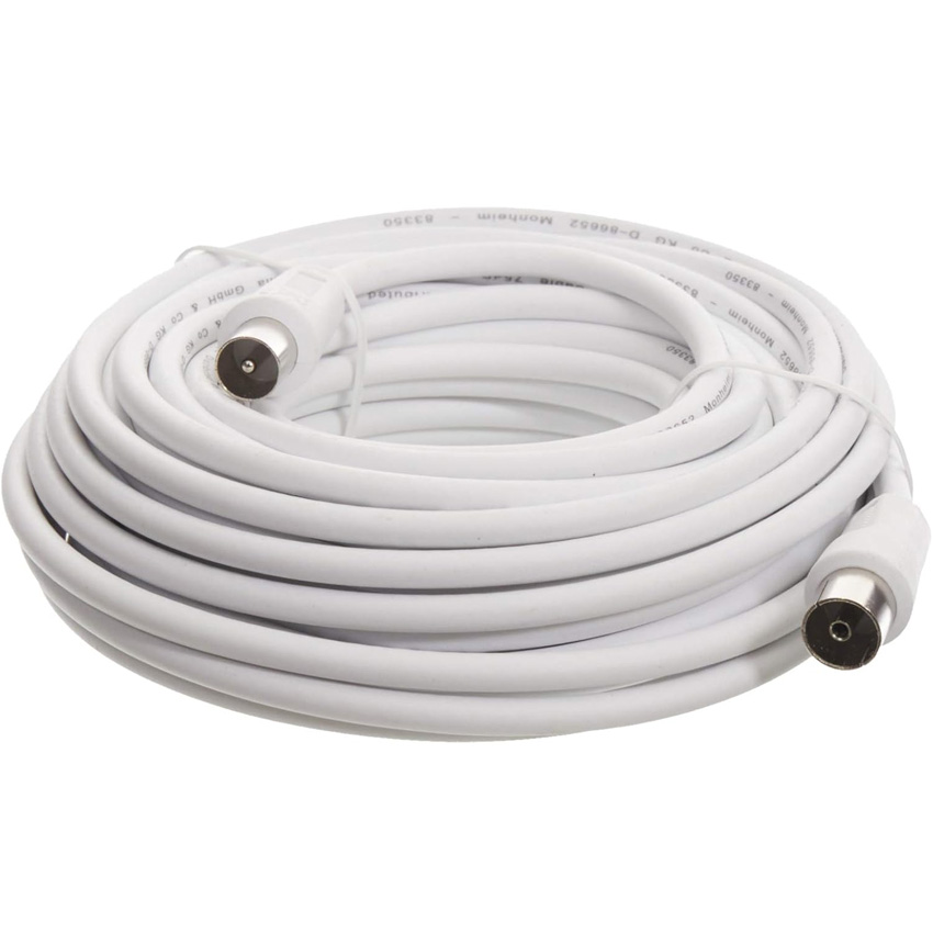 cable blanco de 5 metros para TV, perfecto para conectar tu televisor fácil y rápidamente. Asegura una transmisión clara y sin interferencias, ideal para disfrutar de tu entretenimiento.