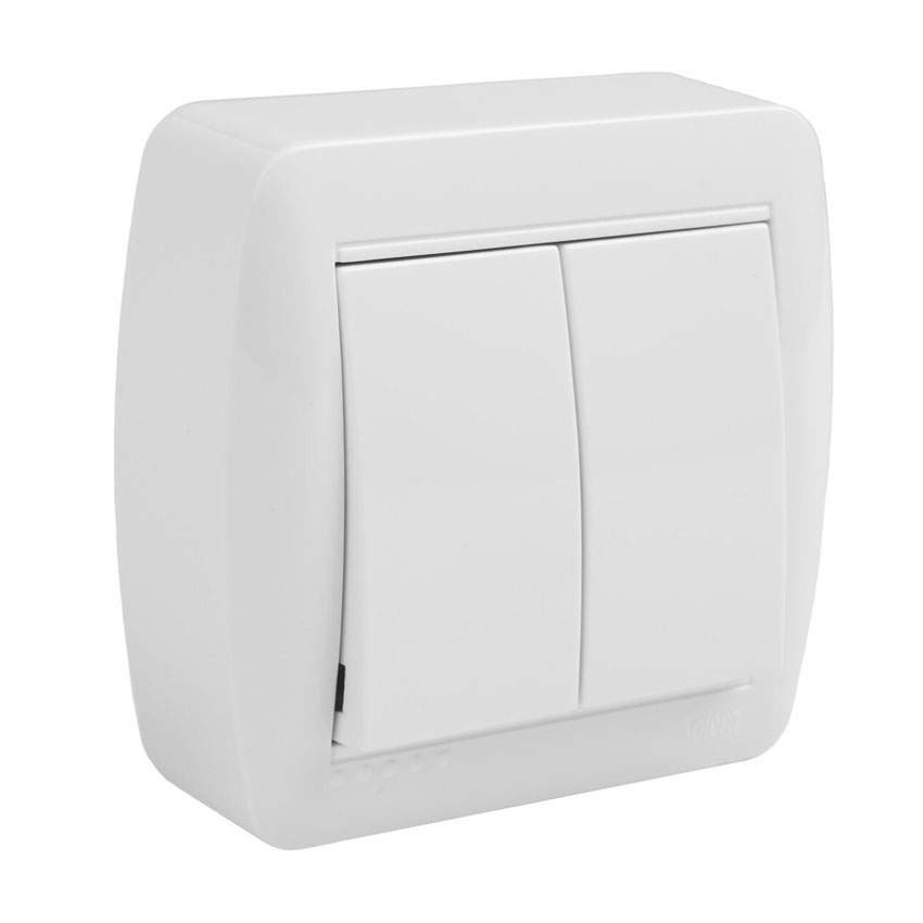 mecanismos eléctricosSerie Mural de superficieMUR12U DOBLE CONMUTADOR DE SUPERFICIE SERIE MURAL