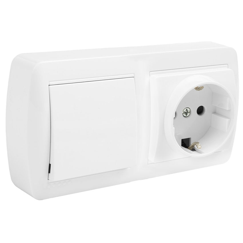 mecanismos eléctricosSerie Mural de superficieMUR63U BASE SCHUKO + CONMUTADOR ANCHO SERIE MURAL