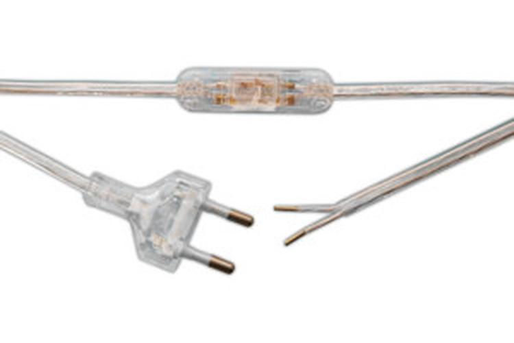  Cable Transparente con Interruptor pasante + Clavija Europea