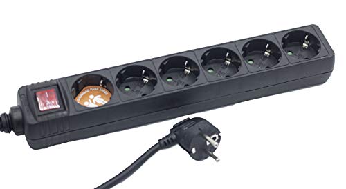 base 6 tomas c/cable e interruptor, 1.5M. Color negro. Potencia y estilo se combinan en un diseño práctico para tus necesidades eléctricas. Perfecta para cualquier espacio.