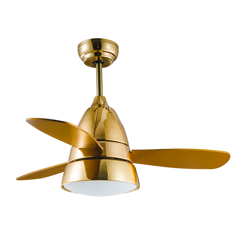  Ventilador color oro, con 3 aspas, con mando a distancia, ventilador de, 2 casquillos E27