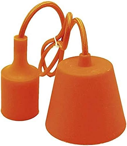 Portalámparas Silicona E27 con Cable Tela y Florón, Naranja