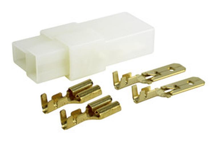 2 X CAJA DE CONEXIÓN POLARIZADA EN T. 2 FASTON MACHO + 2 FASTON HEMBRA 6,35 MM.