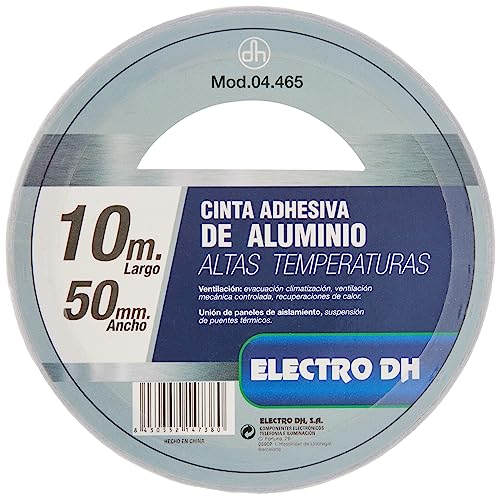 cinta adhesiva de aluminio de alta resistencia. Ideal para sellar, aislar y reparar. Medidas: 50 mm de ancho y 10 m de largo. Perfecta para trabajos en casa o en proyectos industriales.