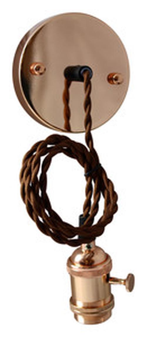 portalamparas regulador vintage laton envejecido e27 + cable 2x0.75 negro 1,20 metros