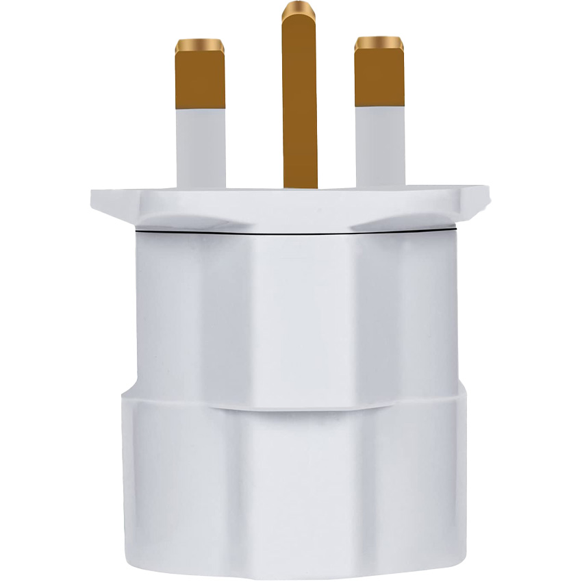 adaptador de clavija inglesa a Schuko 13A, ideal para conectar tus dispositivos con seguridad y versatilidad. Perfecto para viajes o compatibilidad en el hogar. ¡Conéctate sin límites!