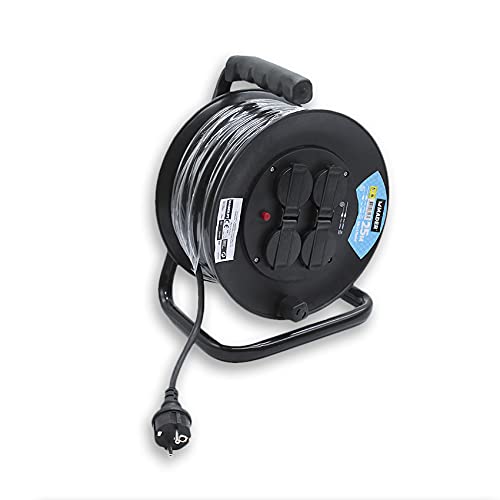 68023 25m EXTENSIBLE ENROLLACABLES 4T C/TAPAS 3x1,5mm 3600W