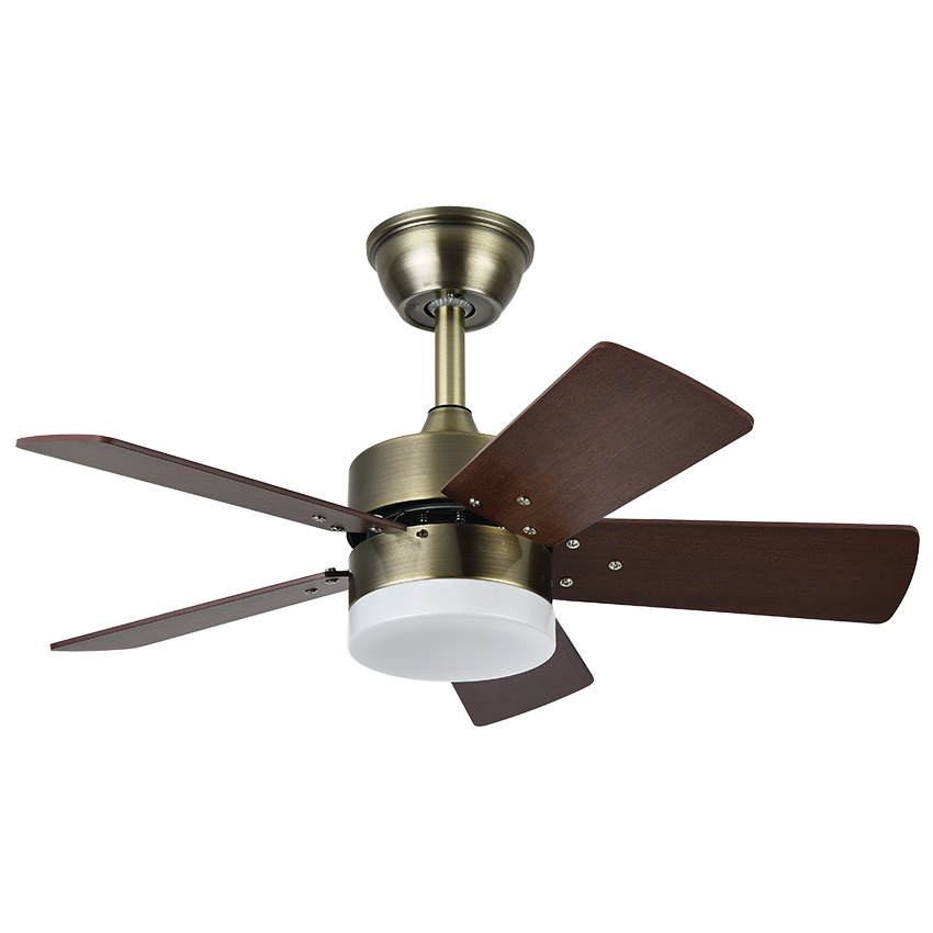  Ventilador cuero, con 5 aspas reversibles cerezo/nogal y 6 velocidades, con mando a distancia y temporizador, ventilador de 36W temperatura regulable