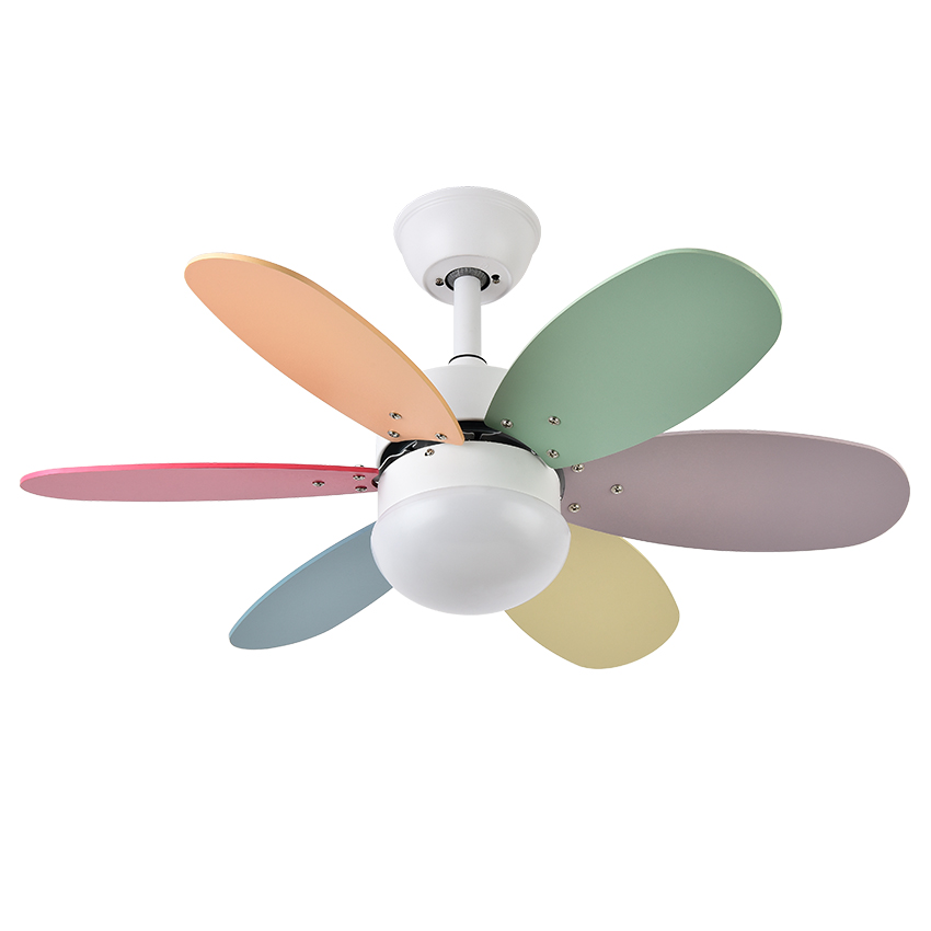  Ventilador con 6 aspas reversibles pastel/intenso, control remoto y temporizador, ventilador con aspas reversibles, 2 casquillos E27