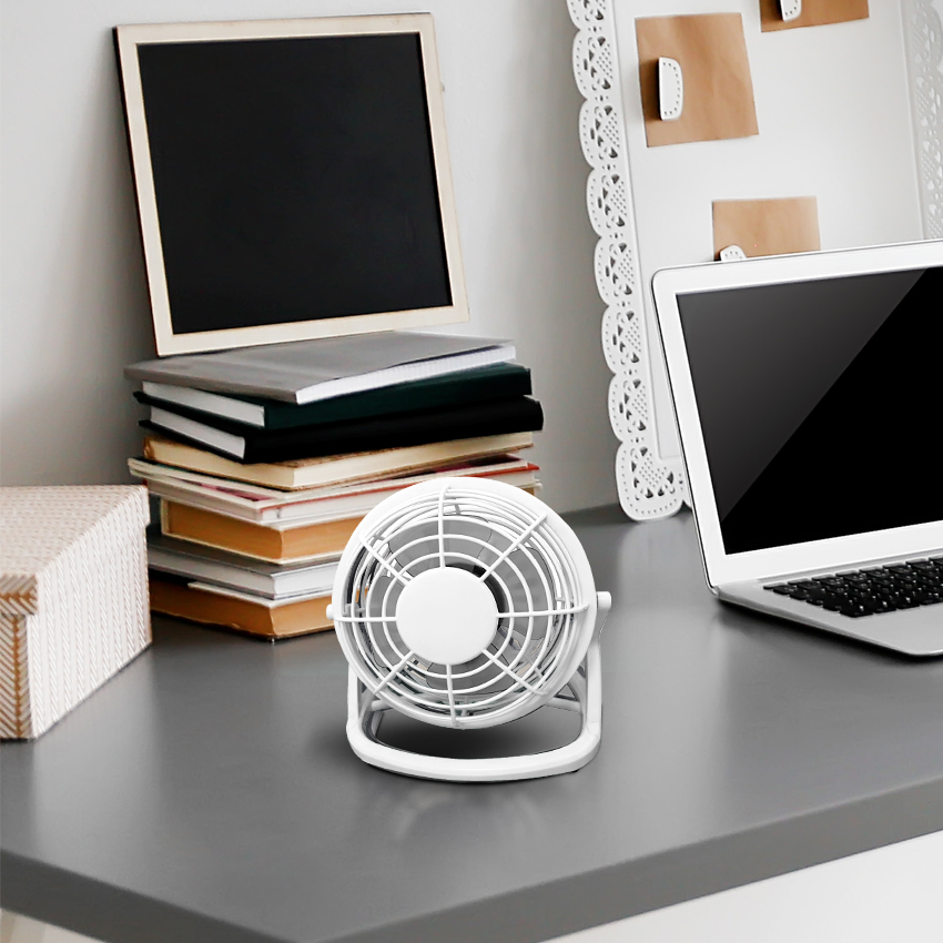  Mini ventilador de sobremesa blanco, mini ventilador 2,5W 5V orientable, ventilador práctico