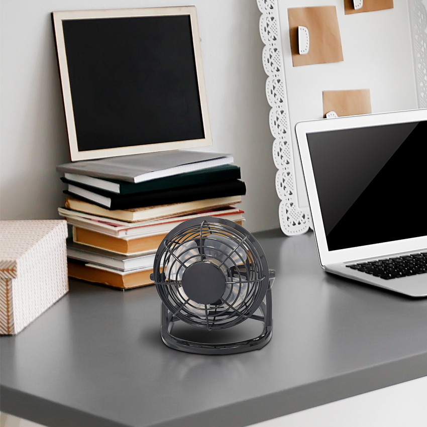  Mini ventilador de sobremesa negro, mini ventilador 2,5W 5V orientable, ventilador práctico
