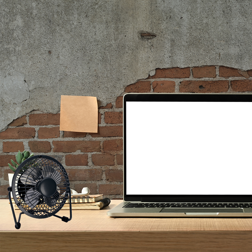  Mini ventilador negro de sobremesa serie Bulerías, mini ventilador 2,5W 5V orientable, ventilador práctico, alimentación USB.