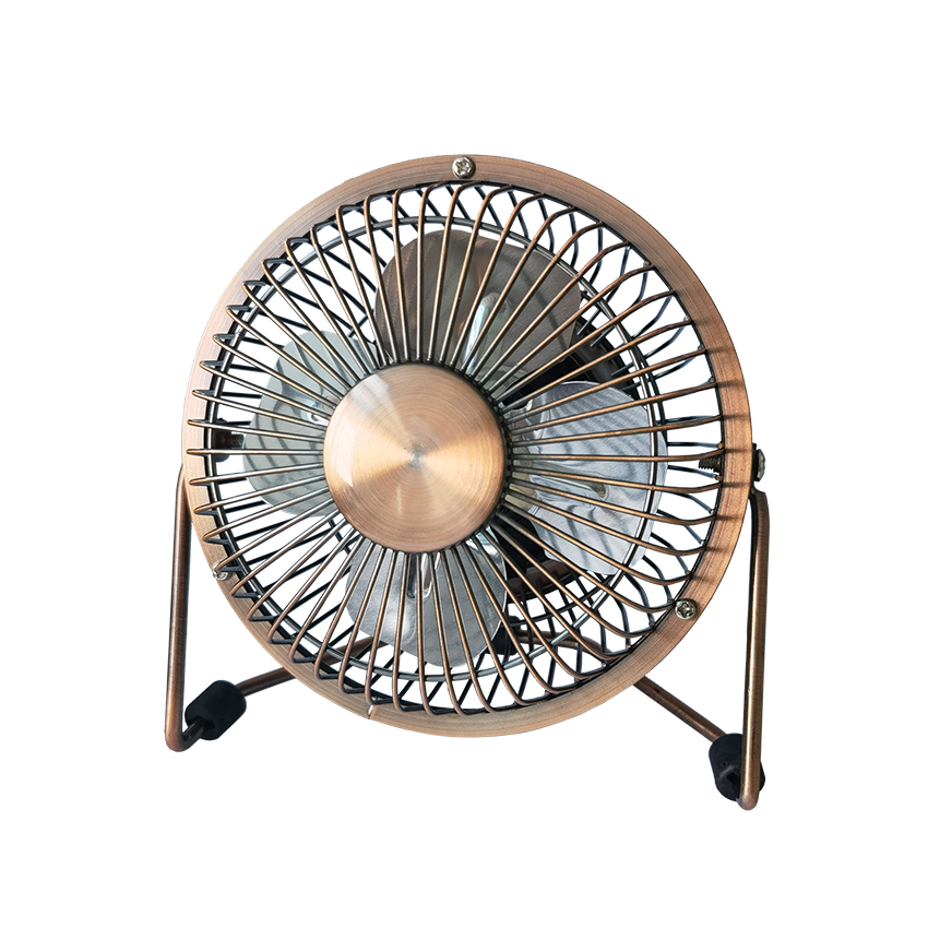  Mini ventilador bronce de sobremesa serie Bulerías, mini ventilador 2,5W 5V orientable, ventilador práctico, alimentación USB.