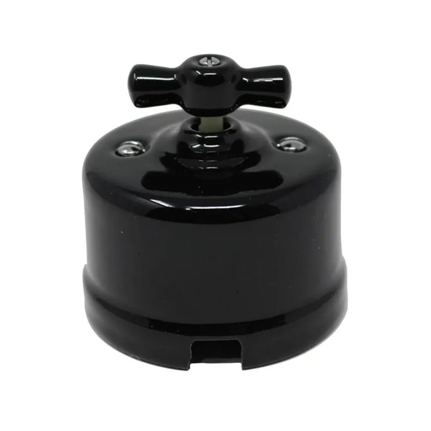 2902020-N CONMUTADOR SUPERFICIE PORCELANA NEGRA F-BRIGHT