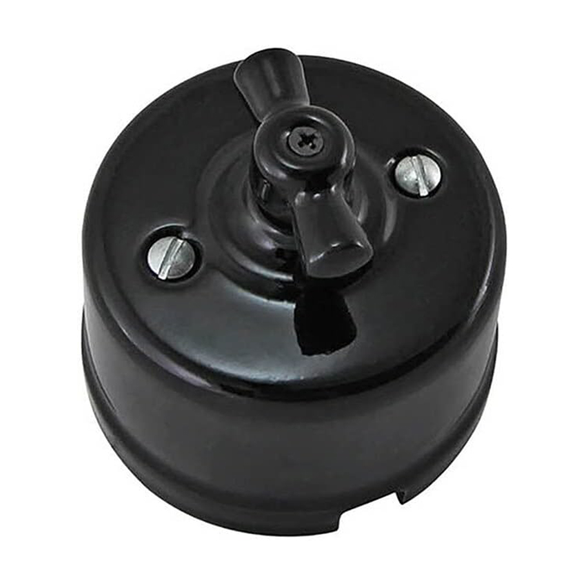 2902020-N CONMUTADOR SUPERFICIE PORCELANA NEGRA F-BRIGHT