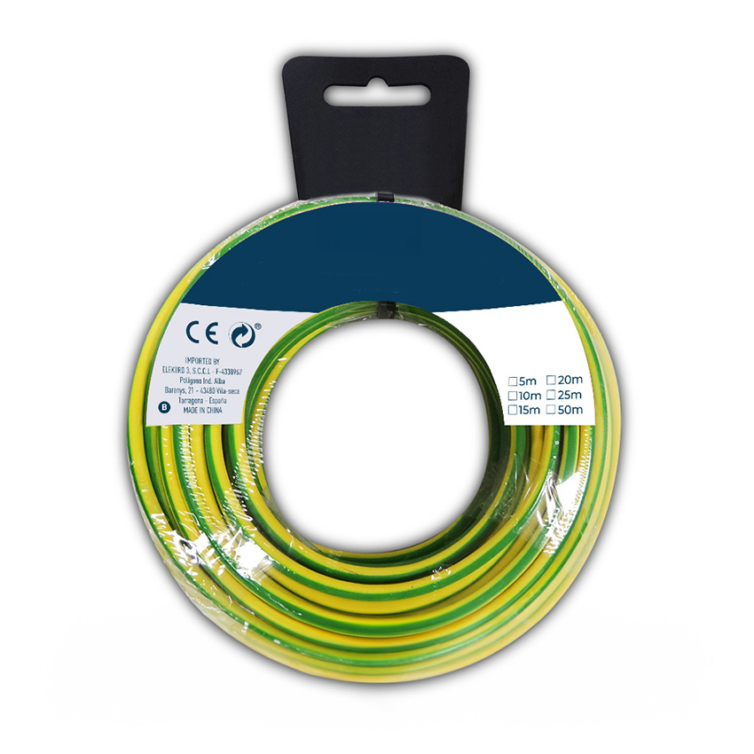 cARRETE CABLECILLO FLEXIBLE 1,5mm BICOLOR, 5m, ideal para instalaciones eléctricas seguras, libre de halógenos, resistente y versátil. Perfecto para proyectos en interiores y exteriores.