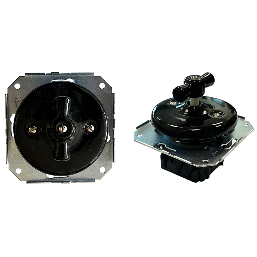 mecanismos eléctricosSerie Porcelana2902000-N CONMUTADOR EMPOTRABLE PORCELANA NEGRA