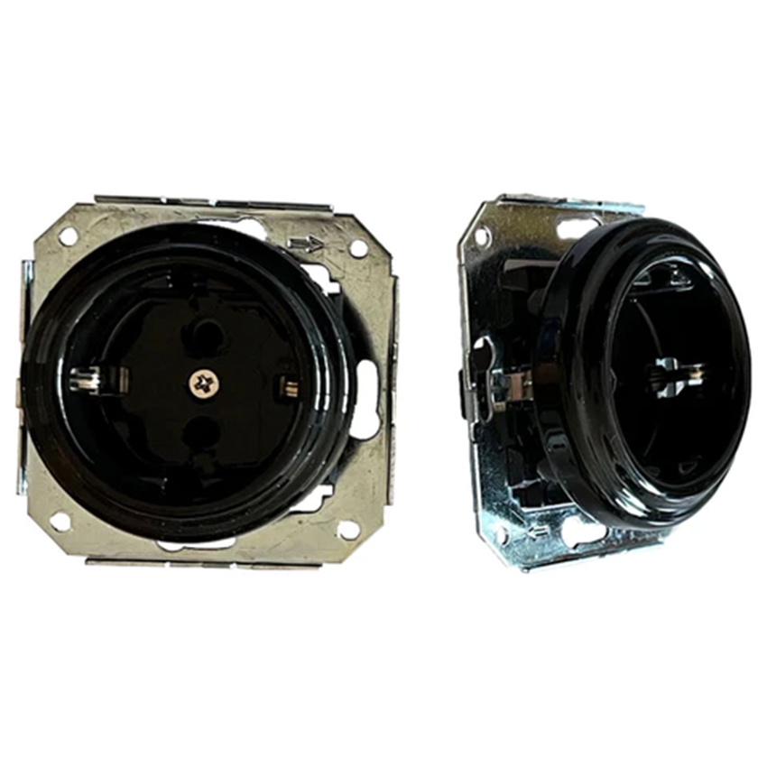 mecanismos eléctricosSerie Porcelana2902001-N BASE EMPOTRABLE PORCELANA NEGRA