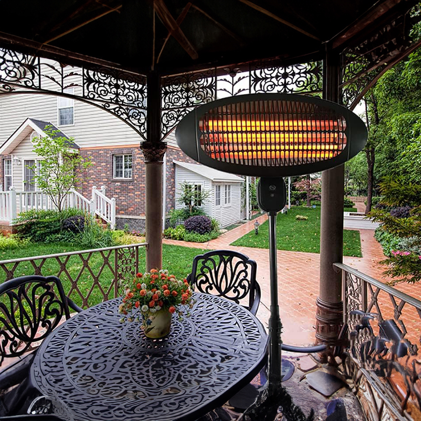 estufa de cuarzo con pie, estufa 2000w 3 niveles, estufa negra con pie