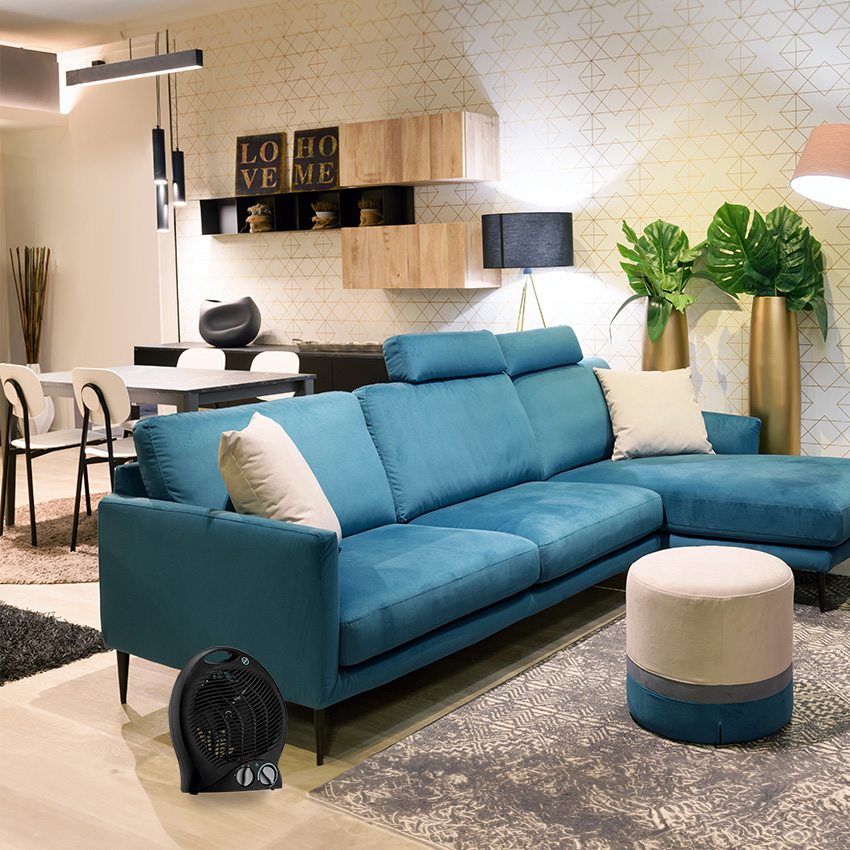 termoventilador eléctrico vertical, termoventilador negro 26,8 x 25,7 cm 2000w, regulable, 3 funciones