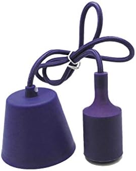  Portalámparas Silicona E27 con Cable Tela y Florón, Morado