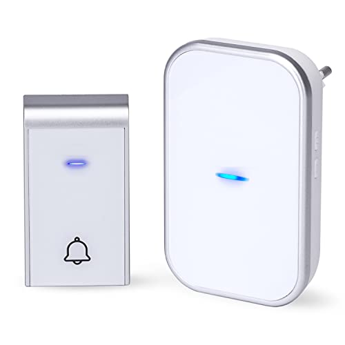 timbre inalámbrico de puerta con indicadores LED. Resistente al agua, cuenta con 36 melodías y 3 niveles de volumen para personalizar tu experiencia. Perfecto para cualquier hogar.